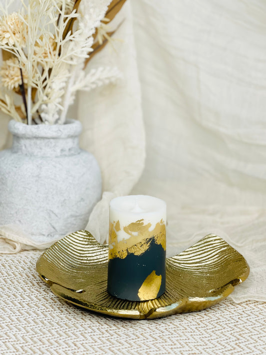 Luxury soy wax pillar candle with handcrafted concrete base – modern home décor made in UK