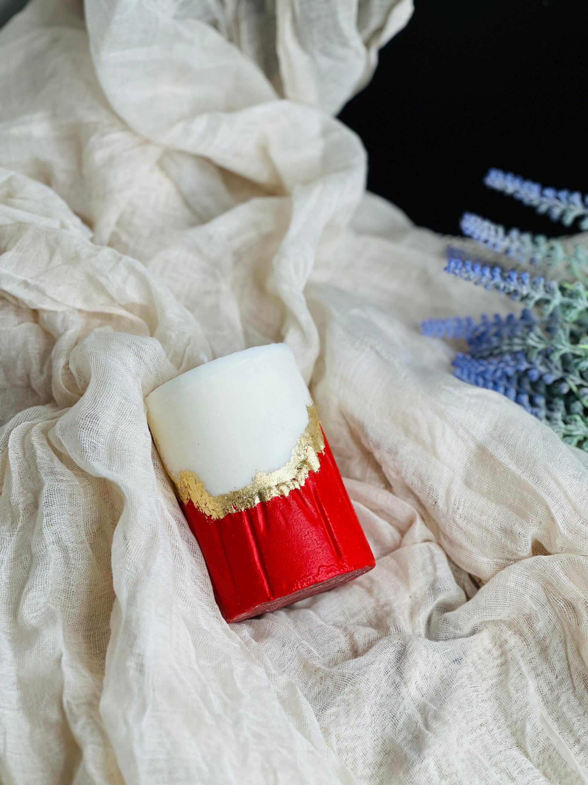 luxury bright red candles made in UK
